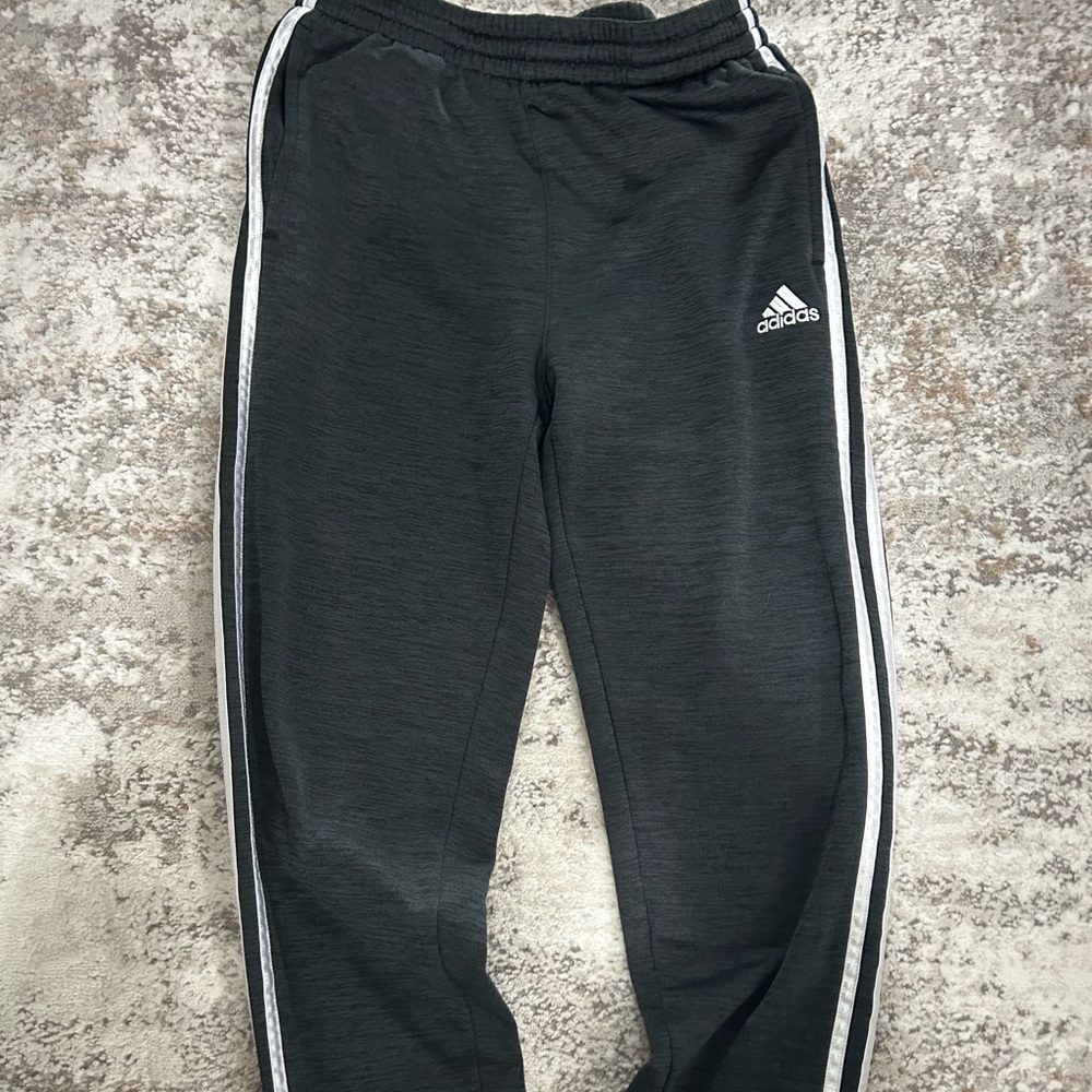 Adidas Kids Charcoal Joggers with White Stripes